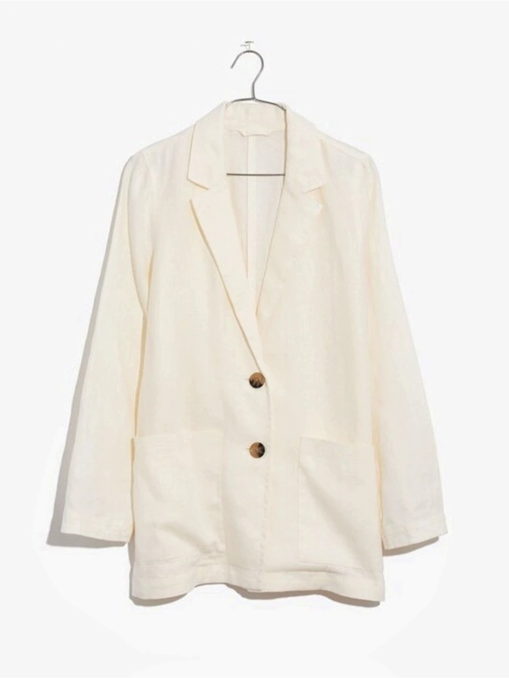 Madewell Cropped Blazer in 100% Linen White Large